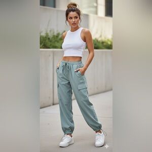 Women’s Pink Victoria’s Secret  Green Cargo Pants.